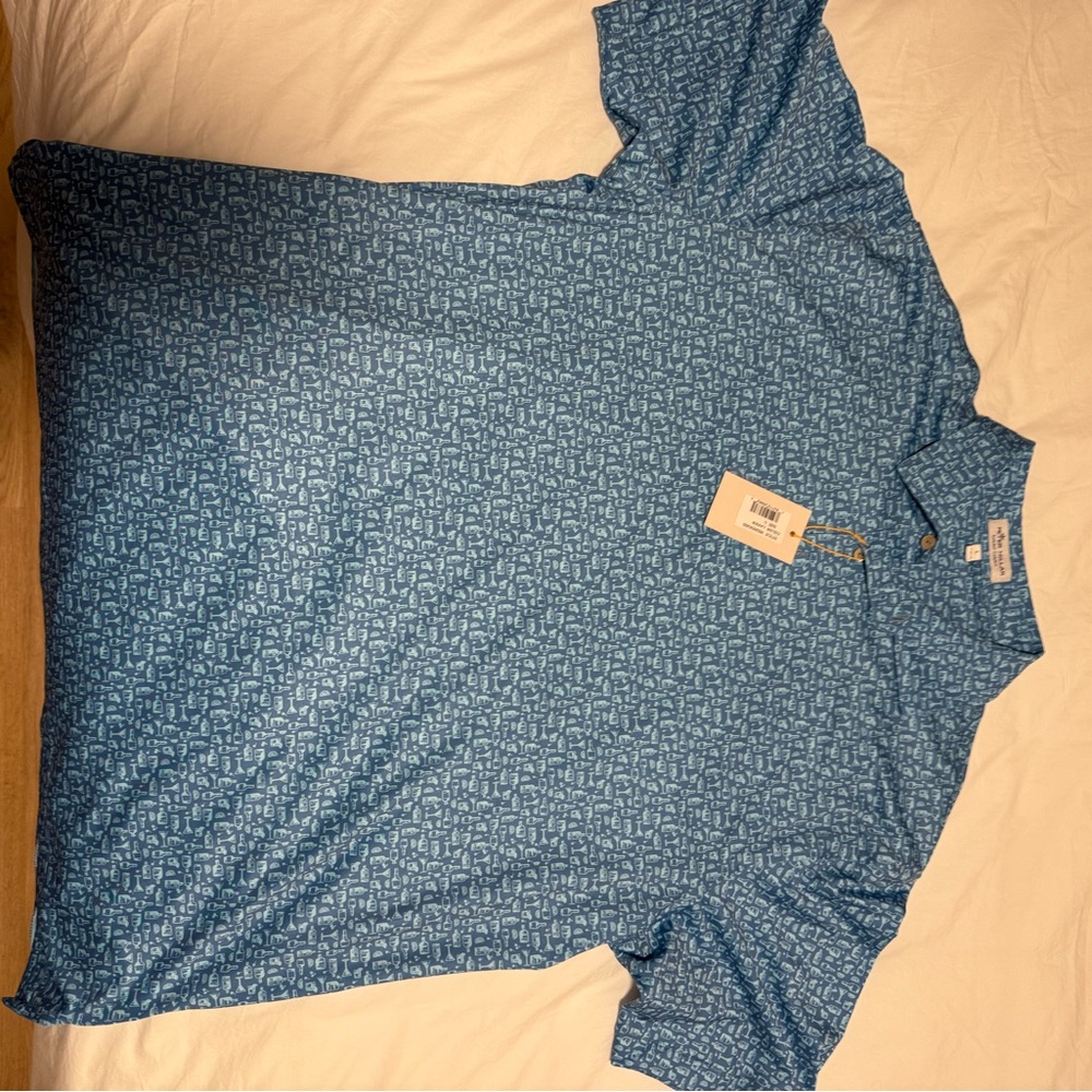 Peter Millar Blue Polo Shirt with Subtle Texture